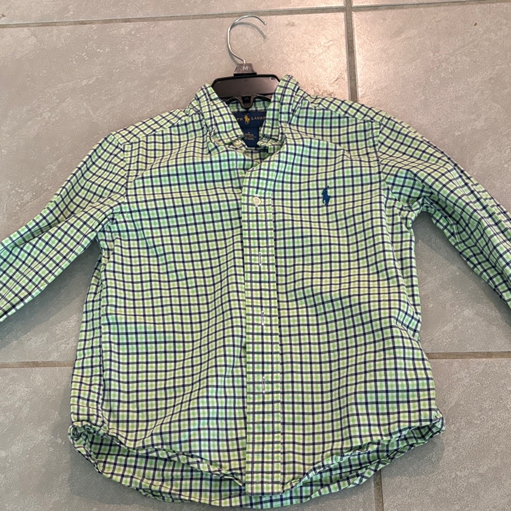 Polo by Ralph Lauren Kids Blue and Green Plaid Shirt